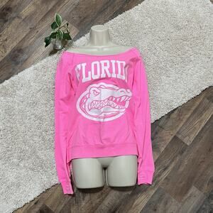 Three Square Small Oversized Hot Pink Off Shoulder Florida Gators Sweatshirt NWT